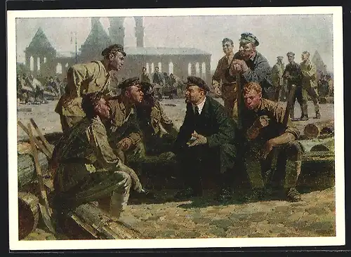 AK Vladimir Iljic Lenin spricht mit Soldaten