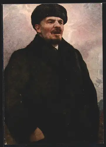 AK Vladimir Iljic Lenin im winterlichen Mantel