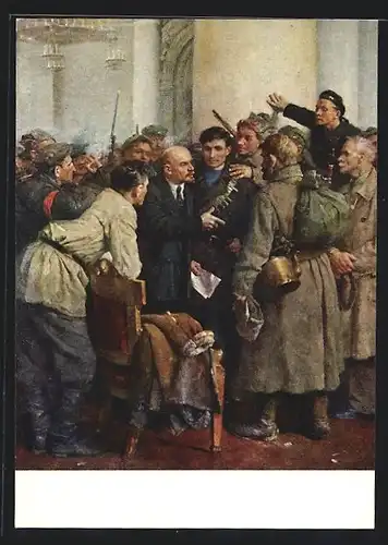 AK Vladimir Iljic Lenin mit einer Gruppe von Soldaten