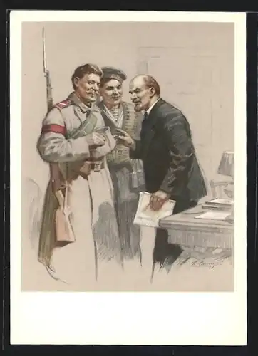 AK Vladimir Iljic Lenin spricht mit einem Soldaten