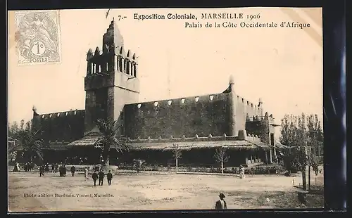 AK Marseille, Ausstellung Exposition coloniale 1906, Palais de la Cote Occidentale d`Afrique