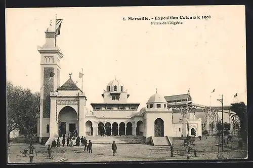 AK Marseille, Exposition Coloniale 1906, Palais de l`Algerie, Ausstellung