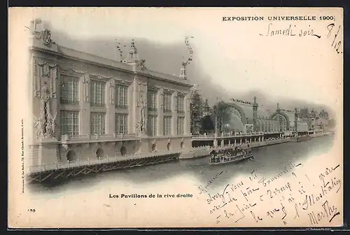 AK Paris, Exposition Universelle 1900, Les Pavillons de la rive droite, Ausstellung, Pavillons am Ufer