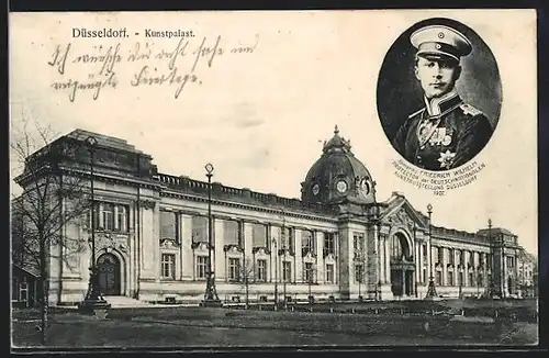 AK Düsseldorf, Kunstpalast und Portrait von Kronprinz Friedrich Wilhelm