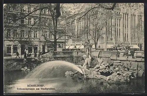 AK Düsseldorf, Die Tritonengruppe am Stadtgraben