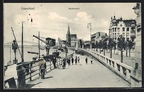 AK Düsseldorf, Belebte Partie an der Rheinwerft