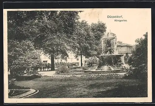 AK Düsseldorf, Springbrunnen an der Königsallee