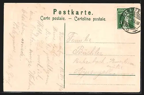 Künstler-Passepartout-AK Einsiedeln, Blick auf das Schloss