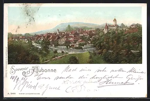 AK Aubonne, Fete des Musiques Vaudoises 1901, Ortsansicht