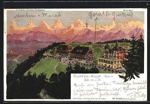 AK Bern / Guten-Kulm, Teilansicht mit Bergen