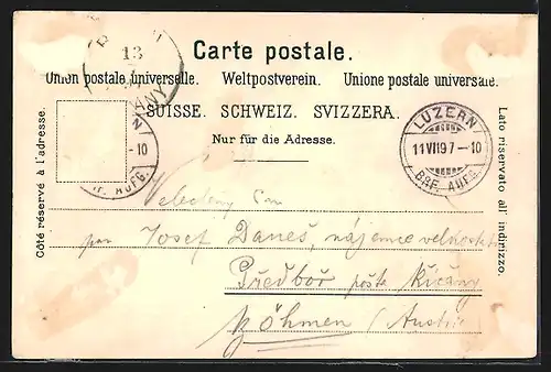 Lithographie Bern, Ortsansicht mit Berna-Brunnen