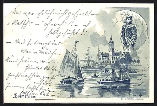 AK Bremen, Schiffe im Freihafen