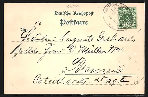 Lithographie Bremen, Inneres Gasthaus Ratskeller, Dom und Börse, Rathaus