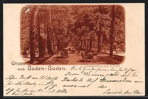 Lithographie Baden-Baden, Lichtenthaler Allee