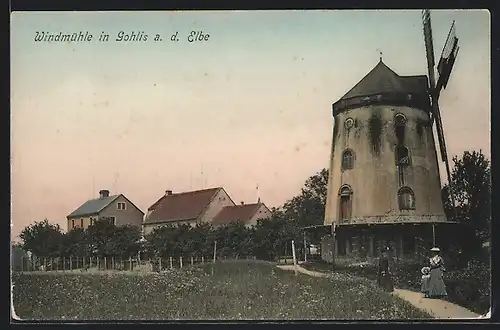 AK Gohlis, Windmühle mit Mütter und Kind