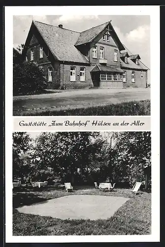 AK Hülsen an der Aller, Gaststätte Zum Bahnhof, Bes.: H. Burmester