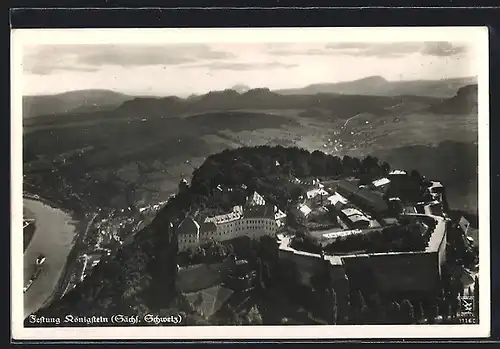 AK Königstein /Sächs. Schweiz, Festung aus der Vogelschau
