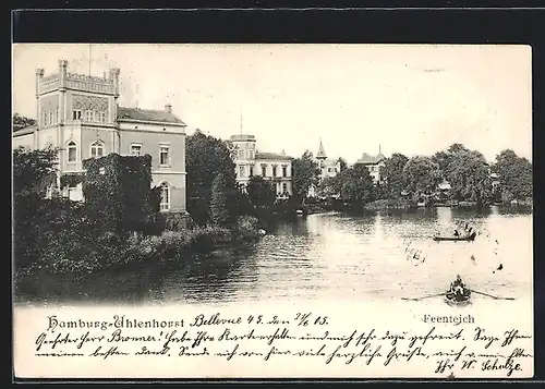 AK Hamburg-Uhlenhorst, Häusergruppe am Feenteich