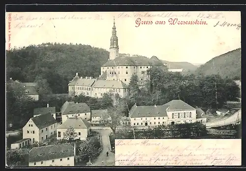 AK Weesenstein, Ortsansicht mit Blick zum Schloss