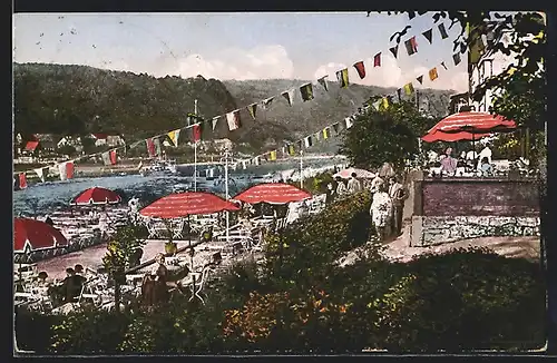 AK Pötzscha-Wehlen / Sächs. Schweiz, Gasthof Bauernhäus'l und Tanzdiele a. d. Elbe