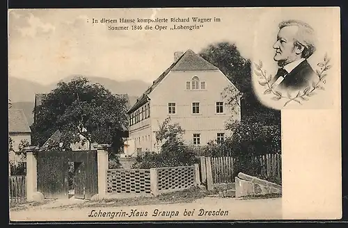AK Graupa, Lohengrin-Haus, Komponist Richard Wagner