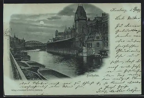 Mondschein-AK Hamburg, Freihafen