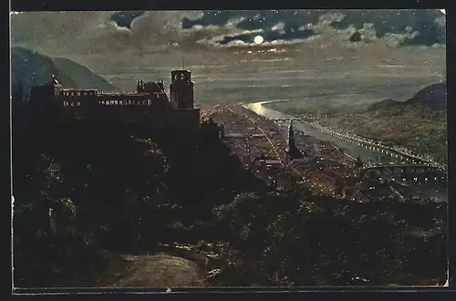 AK Heidelberg / Neckar, Totale vom Wolfsbrunnenweg aus gesehen