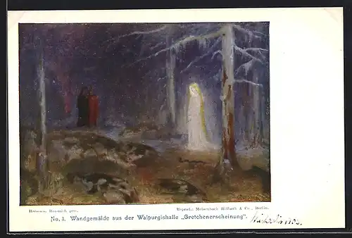 Künstler-AK Hermann Hendrich: Gretchenerscheindung, Wandgemälde aus der Walpurgishalle