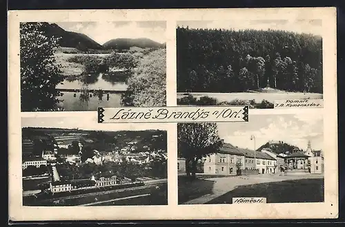 AK Lázne Brandýs n. Orl., Námesti, Nádrazi, Celkový pohled