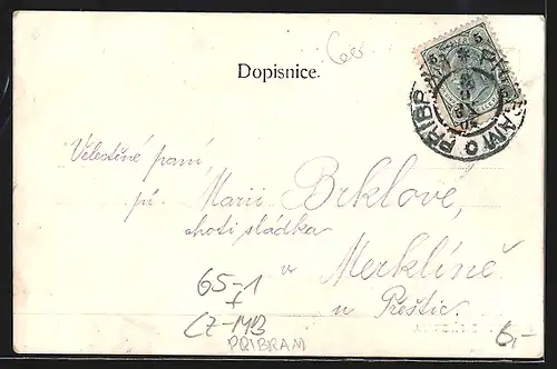 AK Pribram, Panoramaansicht aus der Vogelschau