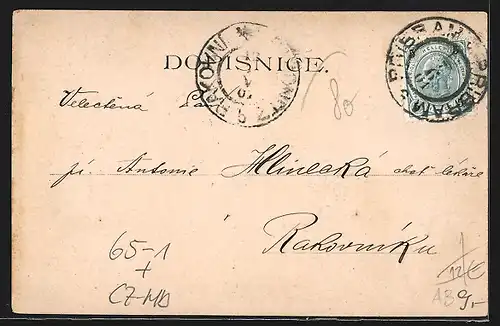 AK Pribram, Teilansicht mit Bahnhof