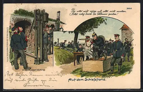AK Deutsche Infanterie auf dem Schiessstand und in der Anzeigerdeckung