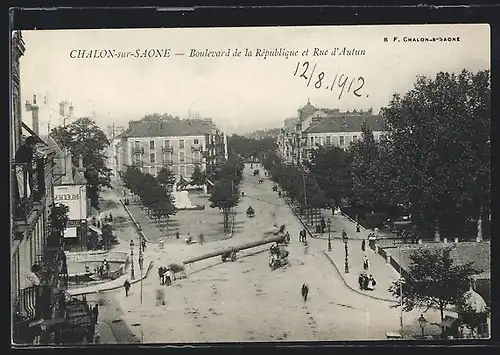 AK Chalon-sur-Saone, Boulevard de la République et Rue d`Autun
