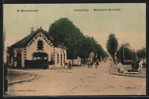 AK Lurcy-Lévy, Boulevard Gambetta, Café du Chalet