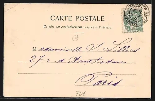 AK Cannes, le boulevard de la Foncière, un tram, un attelage et des passants