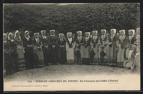 AK Poitou, Types et Costumes, un Concours de Coiffes à Echiré