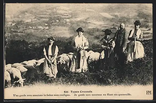 AK Creuse, Types Creusois, Y`au garde mou moutons in fialan mon couligno