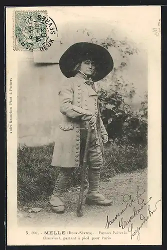 AK Melle, Paysan Poitevin, Chauvinel, partant à pied pour Paris