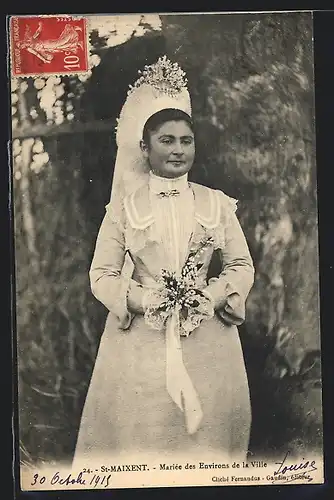 AK Saint-Maixent, Mariee des Environs de la Ville, Braut im Brautkleid