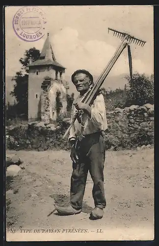 AK Type de Paysan, Pyrenäen / Pyrénées, Alter Bauer
