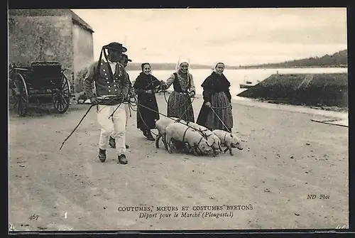 AK Plougastel, Coutumes Moeurs et Costumes Bretons - Depart pour le Marché