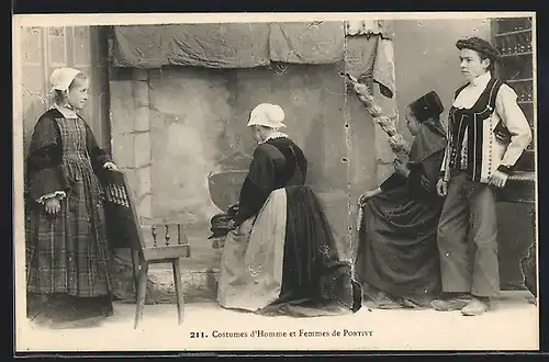 AK Pontivy, Costumes d`Homme et de Femme, Bretagne