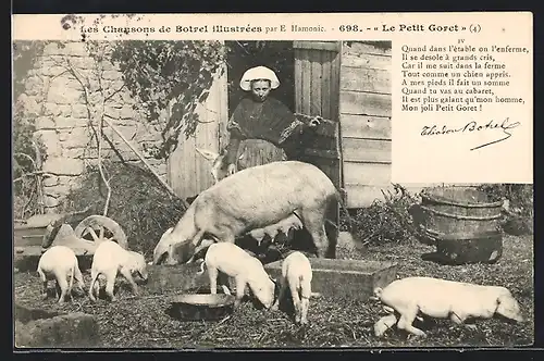 AK Bretagne, Le Petit Goret, Les Chansons de Botrel illustrées par E. Hamonic