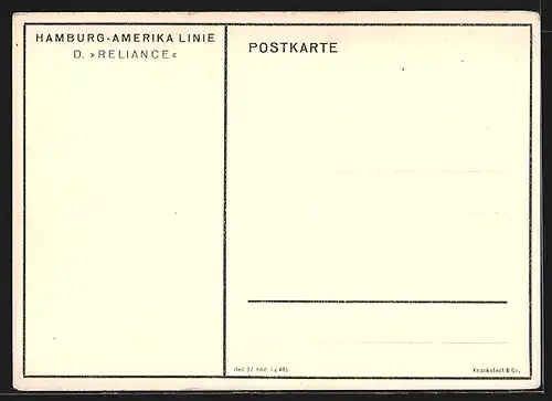 AK Dampfer Reliance der Hamburg-Amerika Linie
