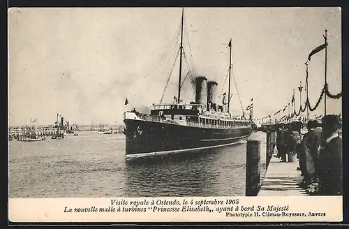 AK Passagierschiff Princesse Elisabeth im Hafen von Ostende