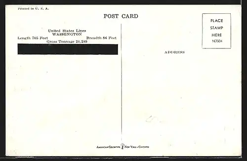 AK Passagierschiff, S.S. Washington auf dem Meer