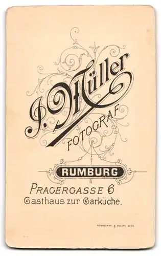 Fotografie J. Müller, Rumburg, Pragergasse 6, Junger Mann im grauen Tweedanzug mit breiter Krawatte mit Anstecknadel