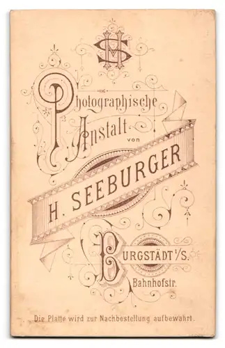 Fotografie H. Seeburger, Burgstädt i. S., Bahnhofstr., Elegante Dame in tailliertem Kleid mit Kreuzanhänger