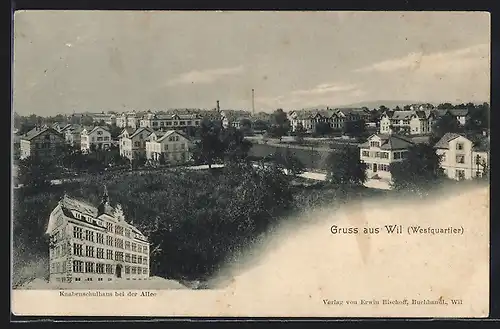 AK Wil, Westquartier aus der Vogelschau