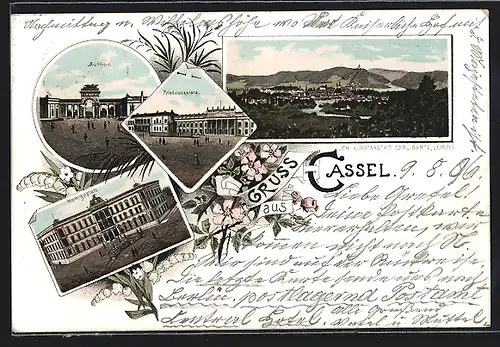 Lithographie Kassel, Friedrichsplatz, Königsplatz, Author